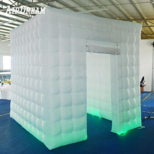 5x5x3,5 мH (16,5x16,5x11,5 футов) оптом Белый надувной светодиодный куб Фотобудка Фотобудка Комната Каюта Дом-студия с подсветкой RGB для рекламы и мероприятий