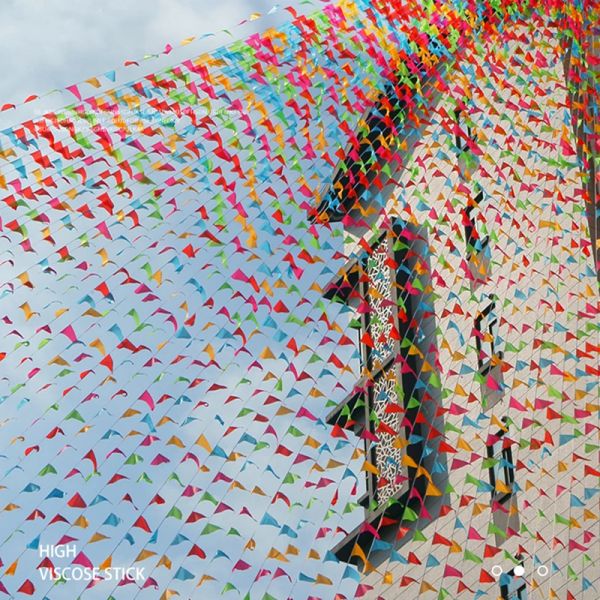 Acessórios 100 metros de cor pura tecido banner guirlandas aniversário bunting flâmula festa casamento guirlanda bandeiras decoração ao ar livre banner