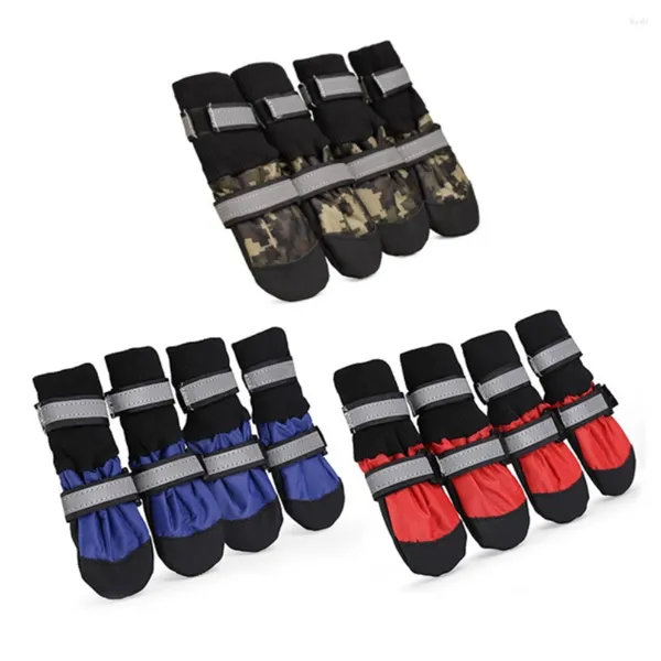 Vestuário para cães 4 pcs Botas impermeáveis ​​de inverno para animais de estimação Botas de neve ao ar livre Protetor de tempo frio para cães médios e grandes