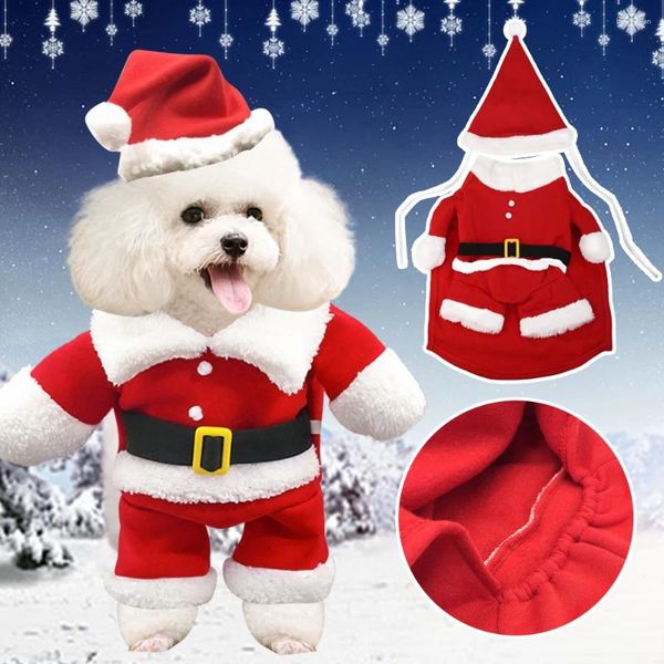 Vestuário de cães de Natal Trajes de gato engraçado Papai Noel Roupas para pequenos gatos cães cães Ano de natal Roupas de animais de estimação Kitty Kitten Roupfits