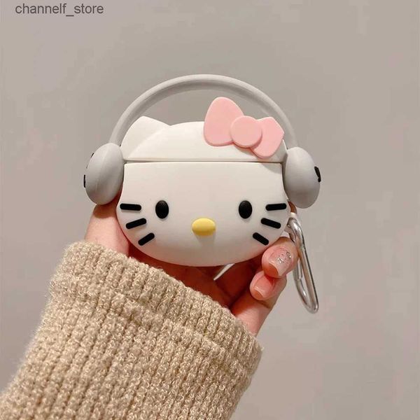 Acessórios para fone de ouvido Gato bonito dos desenhos animados 1 2 3 Pro 2 capa de telefone para AirPods 3D capa de telefone de silicone animada capa de fone de ouvido capa de proteção de fone de ouvido acessóriosY2