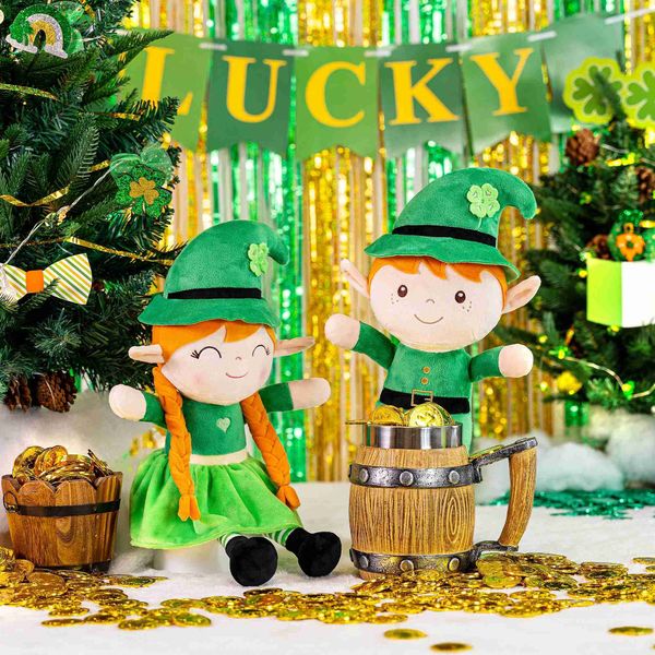 Gefüllte Plüschtiere Gloveya Plüschpuppen St. Patricks Day Geschenke Weiche irische Bssings Puppe Shamrock es Plüschelfe Baby Mädchen Geschenke L240322