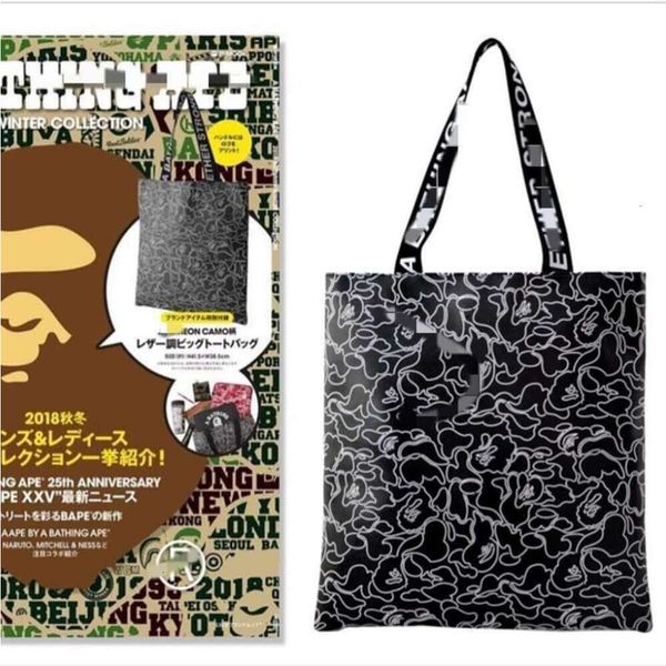 Designer Ape Bag Bapessta Revista Japonesa Apêndice Pacote Página Completa Digital Impresso Bolsa Pu para Meninas Ombro Simples e Prático Personalizado