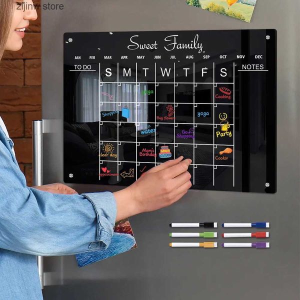 Kühlschrankmagnete Magnetischer Gefrierkalender aus Acryl, Wochenplaner, Trockenlöschtafel mit Magnetstift, verwendet für Kältemittel-Ernährungsplanungstafel Y240322