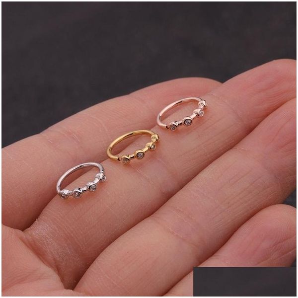 Nasenringe Ohrstecker Silber und Goldfarbe 20Gx8Mm Piercing Schmuck Cz Hoop Nasenloch Ring Blume Helix Knorpel Tragus Ohrring Drop Lieferung Dhveq