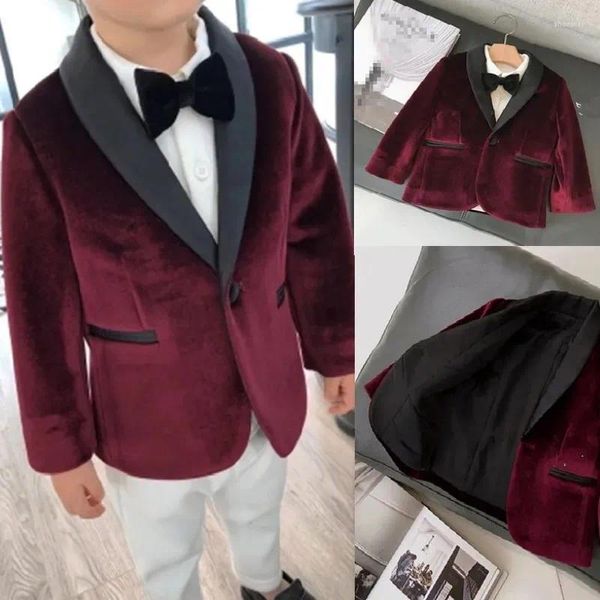 Herrenanzüge nach Maß Jungen roter Samt 2 Stück Set Jacke Hose Smoking Bräutigam Hochzeit für Kinder Kinder Dinner Party Smoking