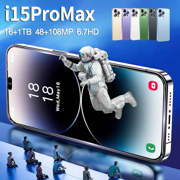 I15 Pro Max Android Mobile Smartphone 5G Telefoni originale 2023 a schermo intero 6,7 pollici 16 GB+1 TB Versione globale cellulare Global Cell