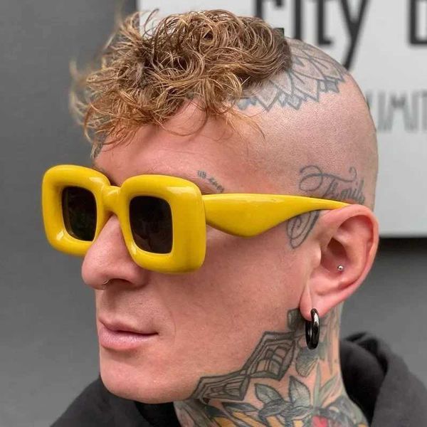 Sonnenbrille Hip Hop Fun Dicker Rahmen Partybrille Trend Personalisierte Sonnenbrille mit quadratischem Rahmen Bonbonfarbene Damen-Sonnenbrille J240322