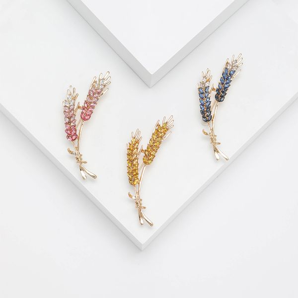 Spille da donna stile moda coreana strass spiga di grano risvolto spille in zircone di cristallo accessori di gioielli di lusso per l'abbigliamento