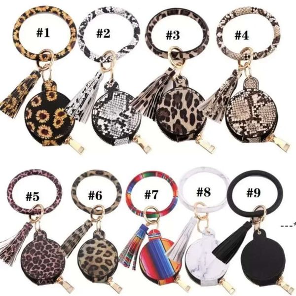 Borlas chaveiro de couro pulseiras cores 9 pulseira fone de ouvido saco de maquiagem com espelho chaveiro bluetooth fone de ouvido caixa de armazenamento