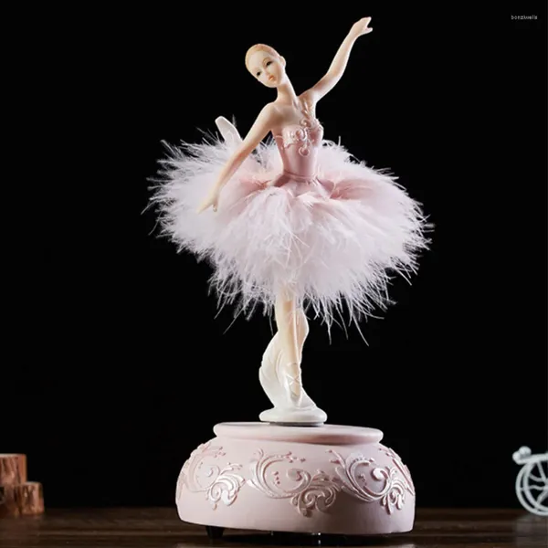 Figurine decorative Ballerina Scatola musicale Ragazza danzante Artigianato Scatole Decorazione Amico Home Desktop Matrimonio Compleanno Regalo Rosa