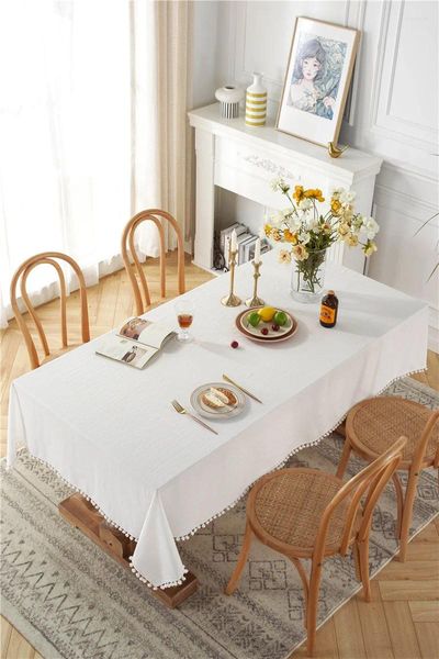 Pano de mesa moderno simples cor pura algodão lavado festival chá doméstico