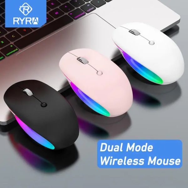 Mäuse RYRA Bluetooth Drahtlose Maus 2,4 GHz TypeC Optische 1600DPI Wiederaufladbare Maus Für Computer Laptop PC Macbook Gaming Maus Gamer