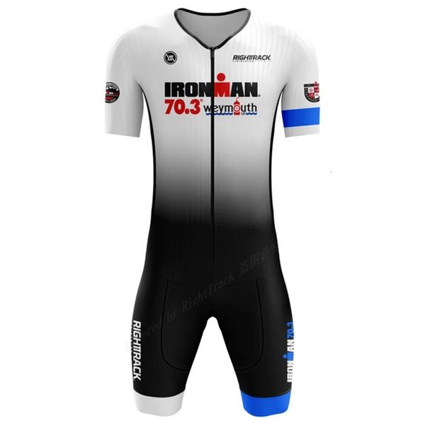 Summer Mens с коротким рукавом триатлон гоночный костюм Tri Sets Pro Team Cyclingrunningswming Компьют Quick Dryshaity SkinSituice 240318
