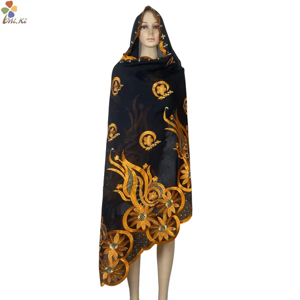 Roupas étnicas Mulheres Africanas Lenços Design Grande Círculo Bordado Algodão Com Granadine Lenço Para Xales Pashmina