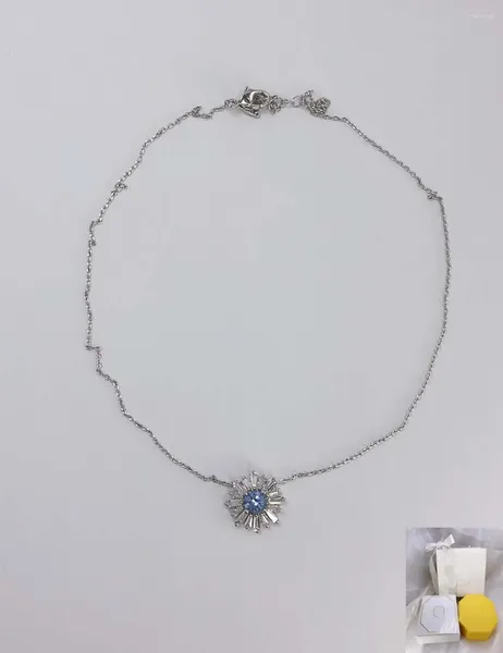 Pendenti Collana di gioielli di moda Gemma blu Argento sognante Regali squisiti da donna minimalista Consegna gratuita