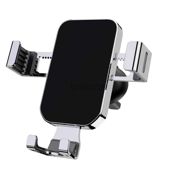 Держатели для сотовых телефонов YC12 Новый алюминиевый стеклянный гравитационный автомобильный держатель для телефона Вентиляционное крепление с зажимом для мобильного телефона Подставка для смартфона для iPhone Samsung 240322