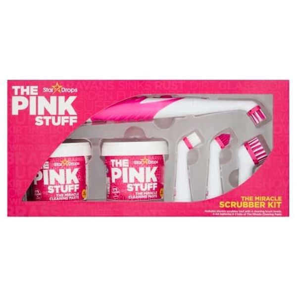 Stardrops Pink Stuff Kit - 2 potes de pasta milagrosa com ferramenta de purificação elétrica e 4 cabeças de escova de limpeza