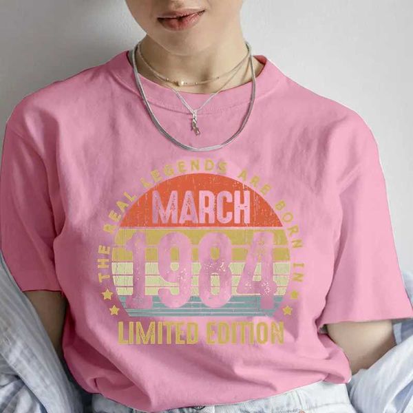 Damen-T-Shirt März 1984, limitierte Auflage, bedrucktes T-Shirt für Damen, Sommer-Kurzarm-T-Shirt für Damen, übergroße Kleidung, lässige Straßenkleidung, Oberteil 240323