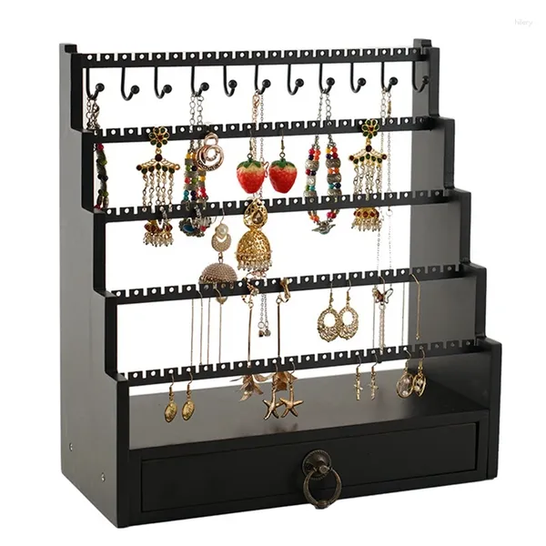 Aufbewahrungsboxen 5-Layer Stepped Schmuck Rack Set Display Ständer Ohrringe Halsketten Ringe Desktop-Ohrring-Kit