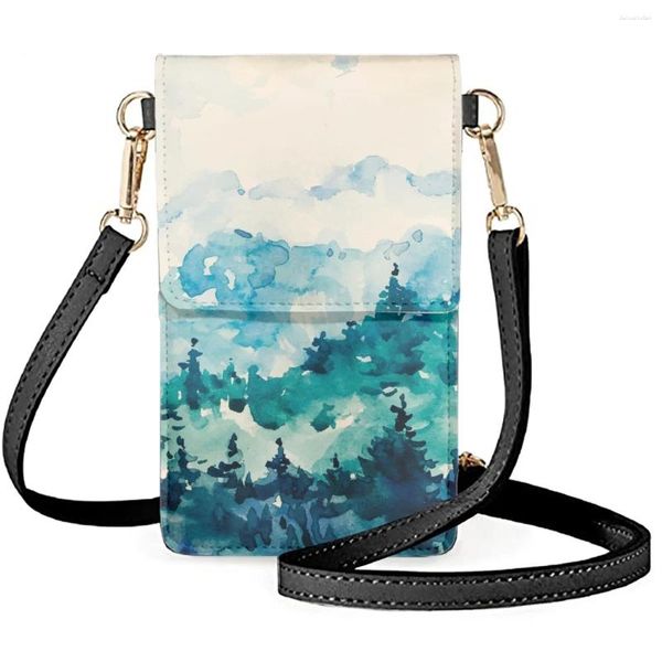 Сумки на плечо с изображением пейзажной живописи, солнца, женские художественные кожаные водонепроницаемые элегантные сумки для мобильного телефона, женская школьница, дорожная сумка
