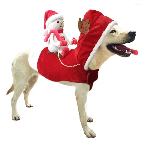 Vestuário de cão bonito traje quente com boneca de boneco de neve Santa casaco roupas para animais de estimação vestir-se