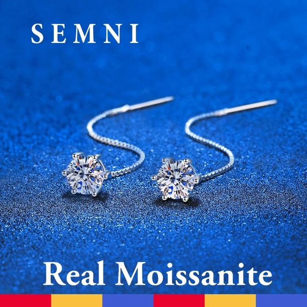 SEMNI оптовая продажа 1020CT D цвет кисточкой классические серьги для женщин лабораторный бриллиант S925 стерлингового серебра с позолотой 240228