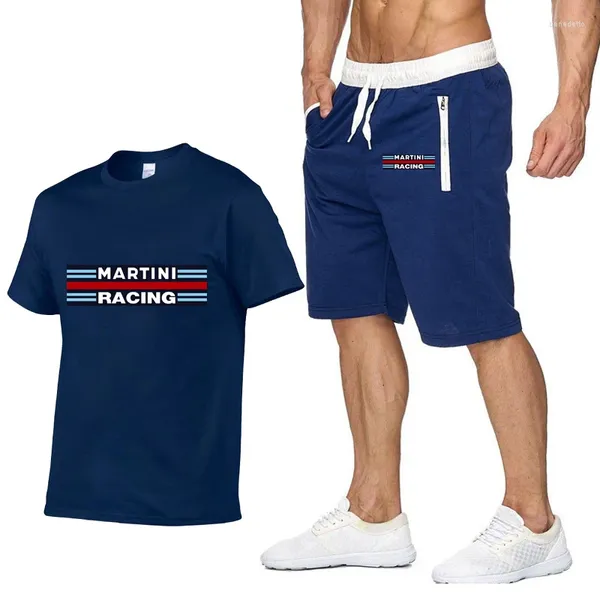 Tute da uomo Estate Abito da uomo Martini Racing Abiti stampati Moda Casual Cotone Sport Manica corta Uomo T-shirt Pantaloncini Set da 2 pezzi