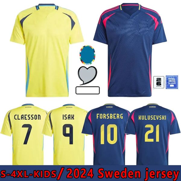 2024 Suécia Futebol Jerseys National Team 24 25 ISAK Forsberg JANSSON BERG EKDAL Kulusevski Camisas de Futebol Homens