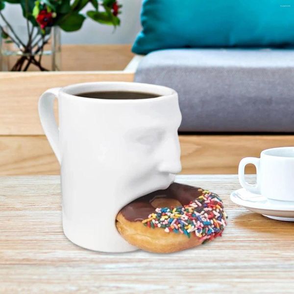 Tazze Tazza da tè con volto umano Tazza da latte in ceramica con vassoio porta biscotti per il regalo di San Valentino Compleanno creativo Fidanzata a casa