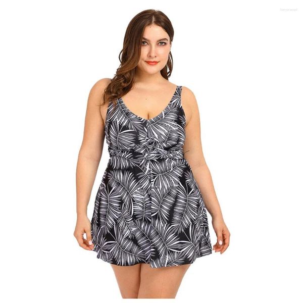 Roupa de banho feminina boho vintage duas peças maiô feminino plus size tankini sem mangas vestido boyshorts maiô havaiano beachwear