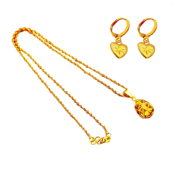 Anhänger Halsketten Vintage Wassertropfen Halskette Set vergoldet Damen Ohrringe Schmuck Dinge mit