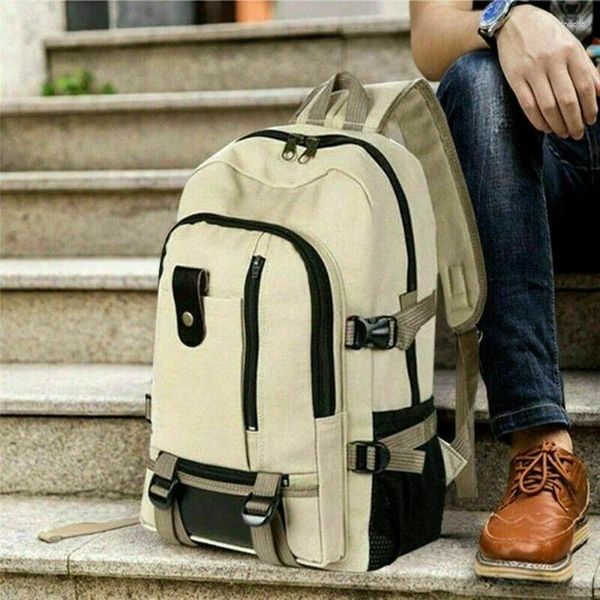 Backpack Leisure Canvas seyahat seyahati insan büyük kapasiteli açık dağ sırt çantası erkek genç spor okulu çantası