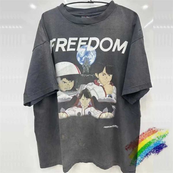 T-shirt da uomo Washed FREEDOM SAINT MICHAEL T-shirt Uomo Donna Anime IP Co Branding T-shirt Tee Top J240322