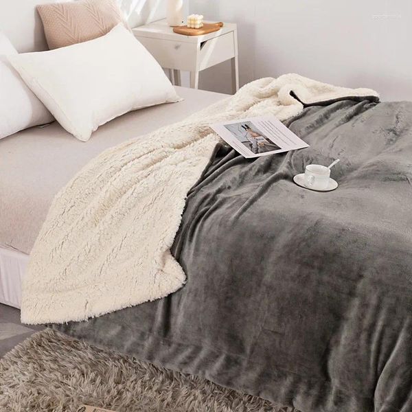 Cobertores macio portátil sofá cadeira cobertor inverno outono sherpa cor sólida quente dormir profundo colcha viagem acampamento colcha decoração de casa
