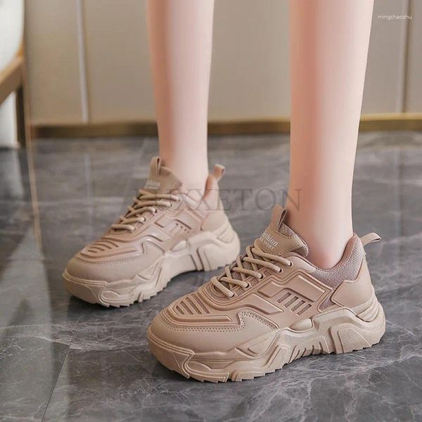 Scarpe casual Mesh traspirante Punta tonda Suola spessa Aumenta l'altezza Papà sono comode antiscivolo e versatili per lo sport femminile