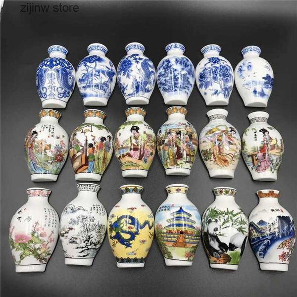 Kühlschrankmagnete, Kältemittel-Magnet, Dekoration für chinesische blaue und weiße Porzellanvasen, Kältemittel-Magnet-Talisman-Set, bemalte Keramik, Kunsthandwerk, chinesisches Geschenk