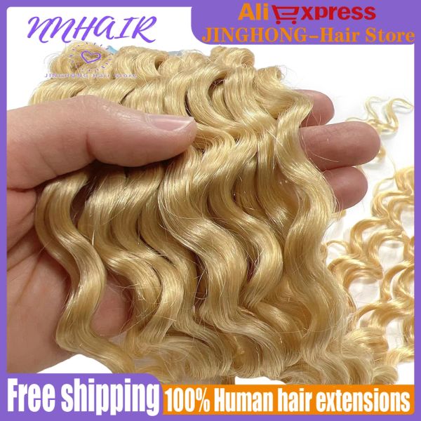 Extensions NNHAIR 100 % Echthaarverlängerungen Tape in Remy Curly Hair Bundles für Frauen 18 Zoll