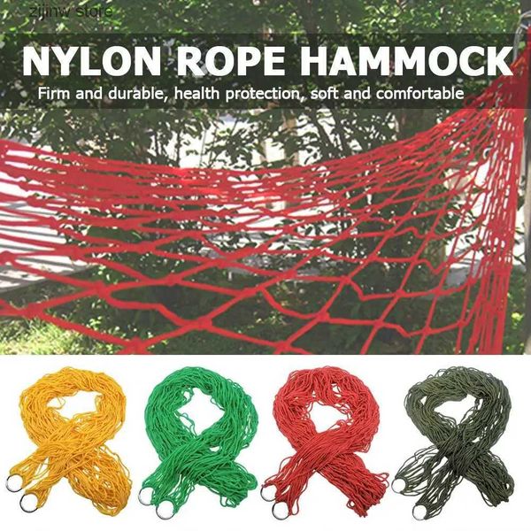 Hamaklar Taşınabilir Bahçe Hamak Naylon Hammock Mesh Hammock Açık Seyahat Kampı Hamak Y240322