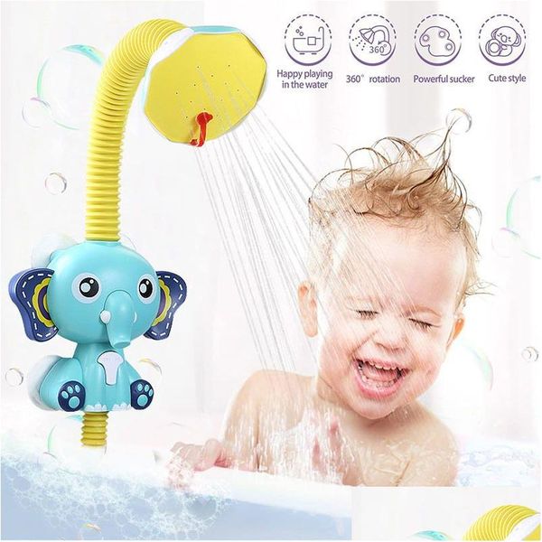 Brinquedos de banho bebê elefante elétrico com otário cabeça de chuveiro ajustável sprinkler banheira spray brinquedo de água para criança presente drop entrega k otykl