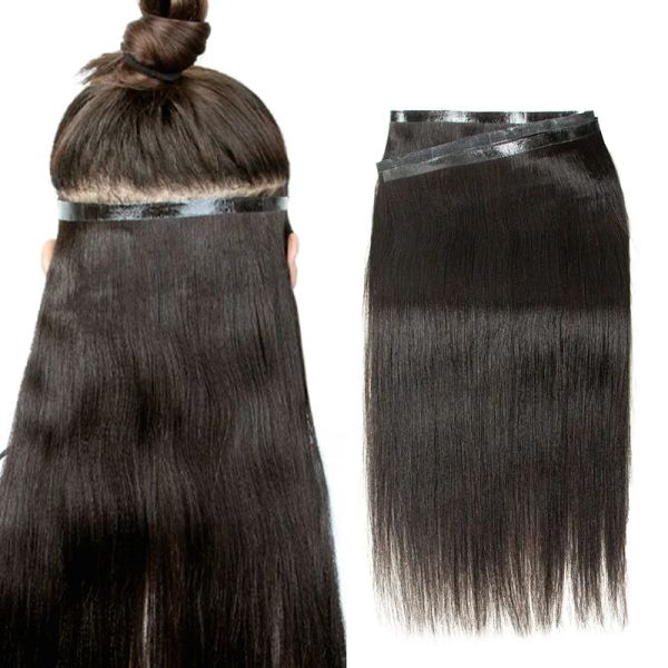 Uzantılar yaki düz uzun pu atkı bant saç uzatma uzun bant atkısı insan saç ışığı yaki dikişsiz atkı saç demetleri 1230 inç