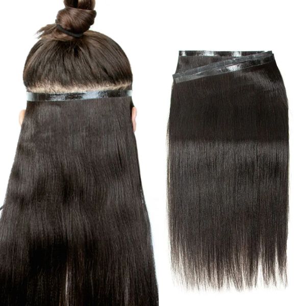 Extensões de cabelo yaki em linha reta longa fita de trama do plutônio em extensões de cabelo fita longa trama do cabelo humano luz yaki feixes de cabelo de trama sem costura 1230 Polegada