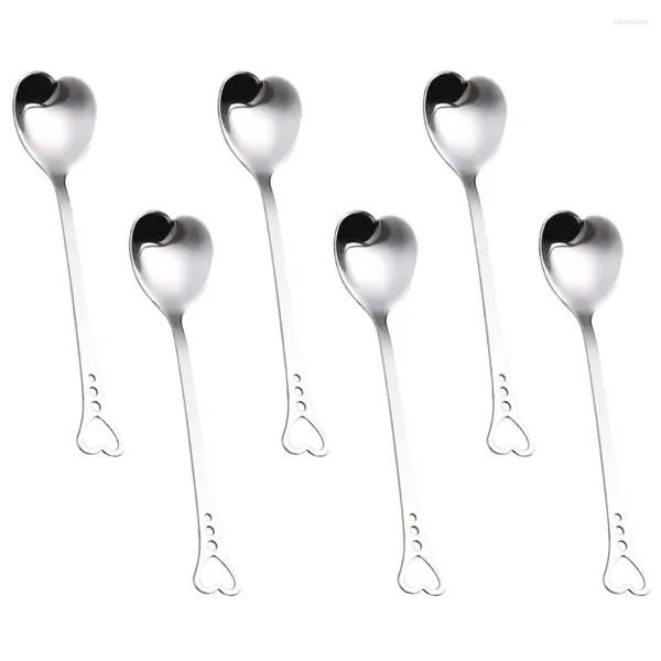 Cucchiai 6 pezzi Cucchiaio da dessert per caffè in acciaio inossidabile a forma di cuore in metallo con agitazione per la festa di San Valentino