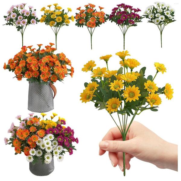 Fiori decorativi stato finti girasoli in vaso decorazione bouquet teste di fiori 21 piante artificiali margherita sole casa seta