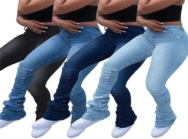 Taglie forti S2X Jeans elasticizzati da donna jeans blu lavati moda denim tinta unita Pantaloni casual leggings neri semplici NAVE DHL 48251911