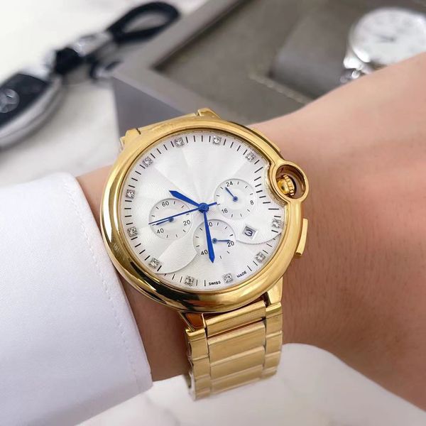Relógio de luxo moda masculina e feminina relógios balões relógios pulseira de couro genuíno pulseira de aço multifuncional com caixa muito agradável