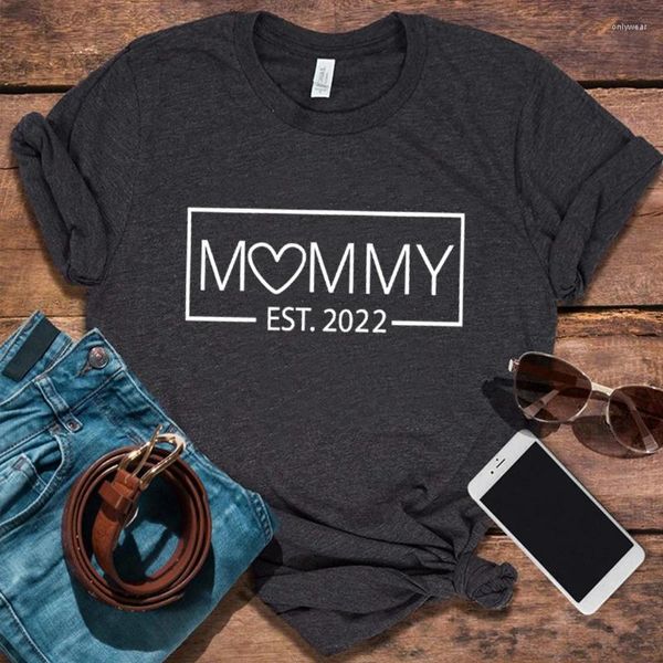 Magliette da donna Mamma Est.2024 Promozione alla Festa della Mamma Annuncio Regalo Maglietta per Mama Shirt Mom Tops