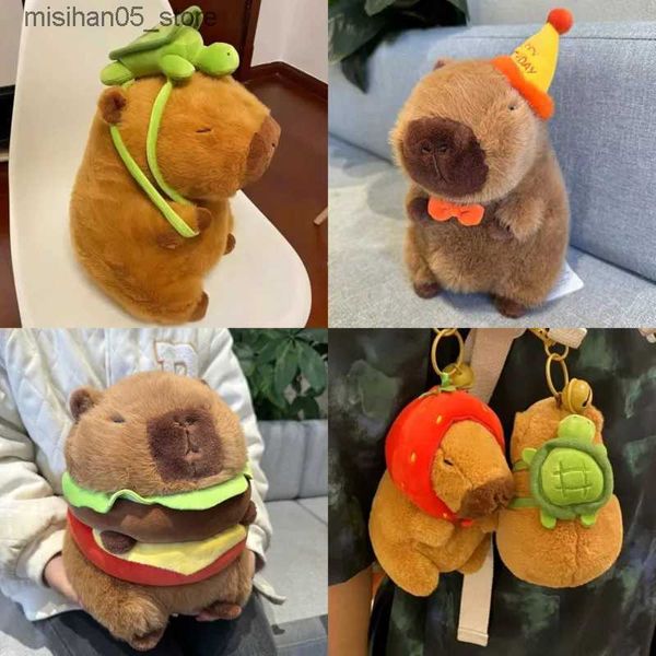 Bambole di peluche 10-45 cm Capybara peluche e tartaruga simulazione zaino Capybara animazione bambola soffice simpatico animale di pezza bambola regalo di Natale giocattolo per bambini Q240322