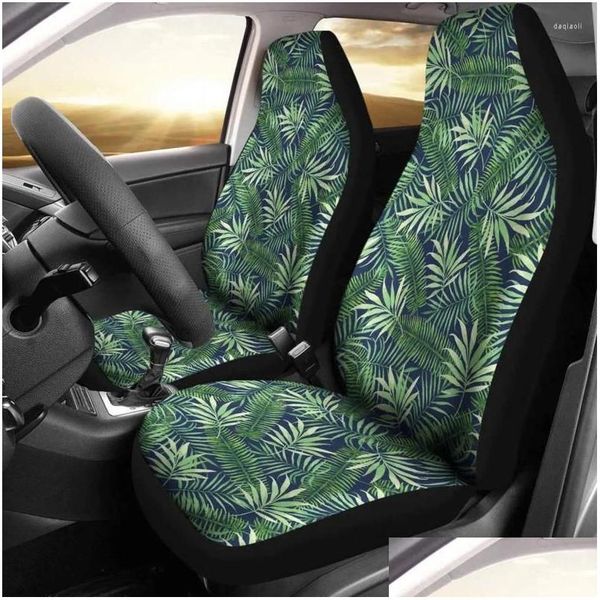 Autositzbezüge Ers Green And Blue Tropical Island Leaf Pattern Hawaiian 2er-Pack Frontschutz Er Drop Delivery Automobiles Motor Otd9I