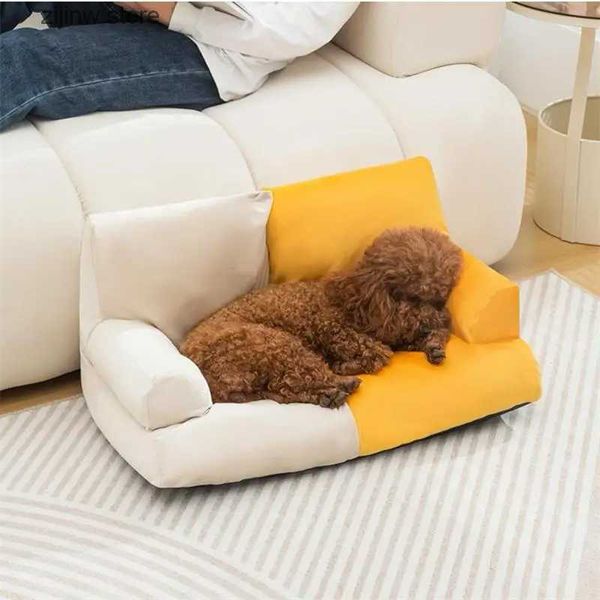 Camas para gatos Móveis Sofá cama para gatos - Adequado para sofás de cama para cães pequenos e médios para todas as estações, bloco de cores universal para animais de estimação, fundo antiderrapante Y240322